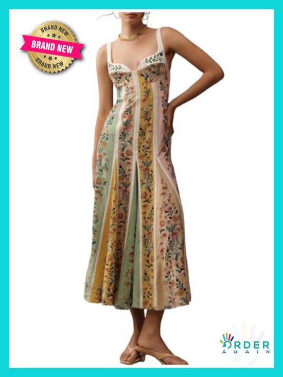 Dresses & Skirts - Sleeveless Halter Backless High Waist A Line Maxi Dress Boho Print Beach